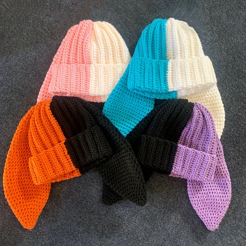 Bunny Beanie Hat - Crochet Style Winter Cap