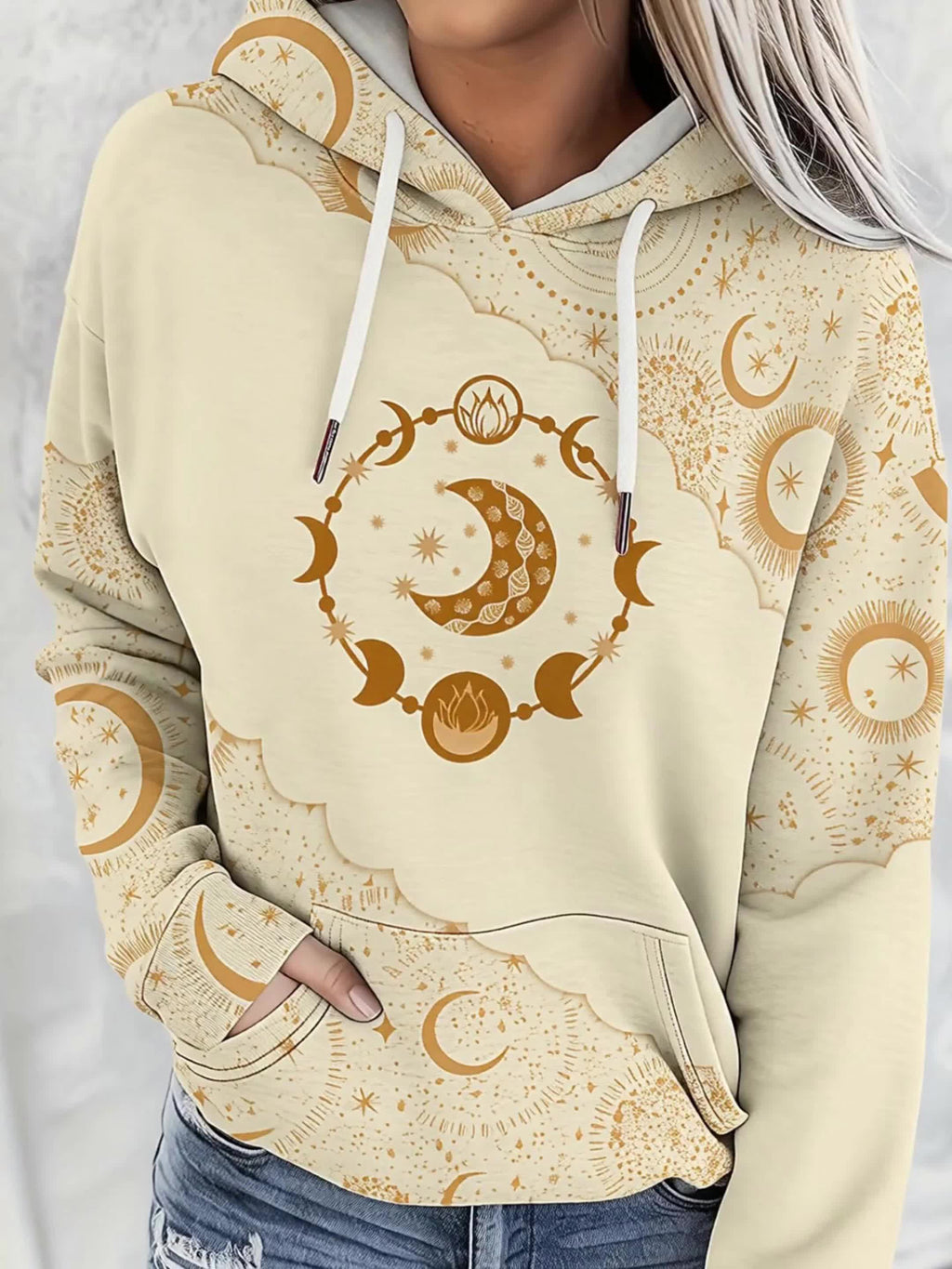 Women's Western Ethnic Print Hoodie - Vintage Geometric Style