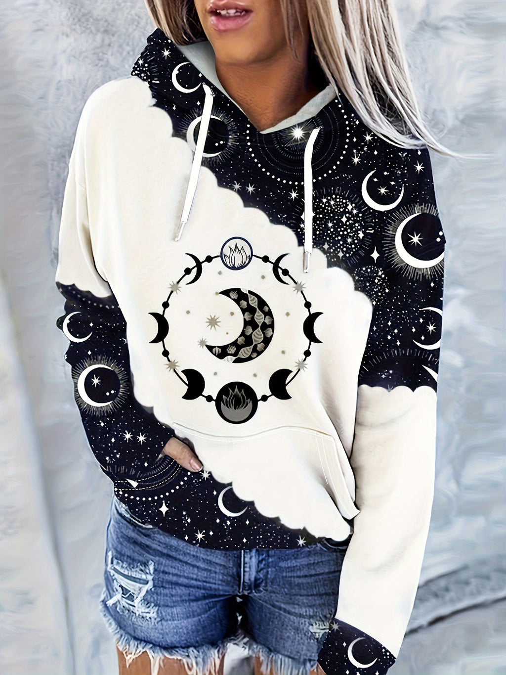 Women's Western Ethnic Print Hoodie - Vintage Geometric Style