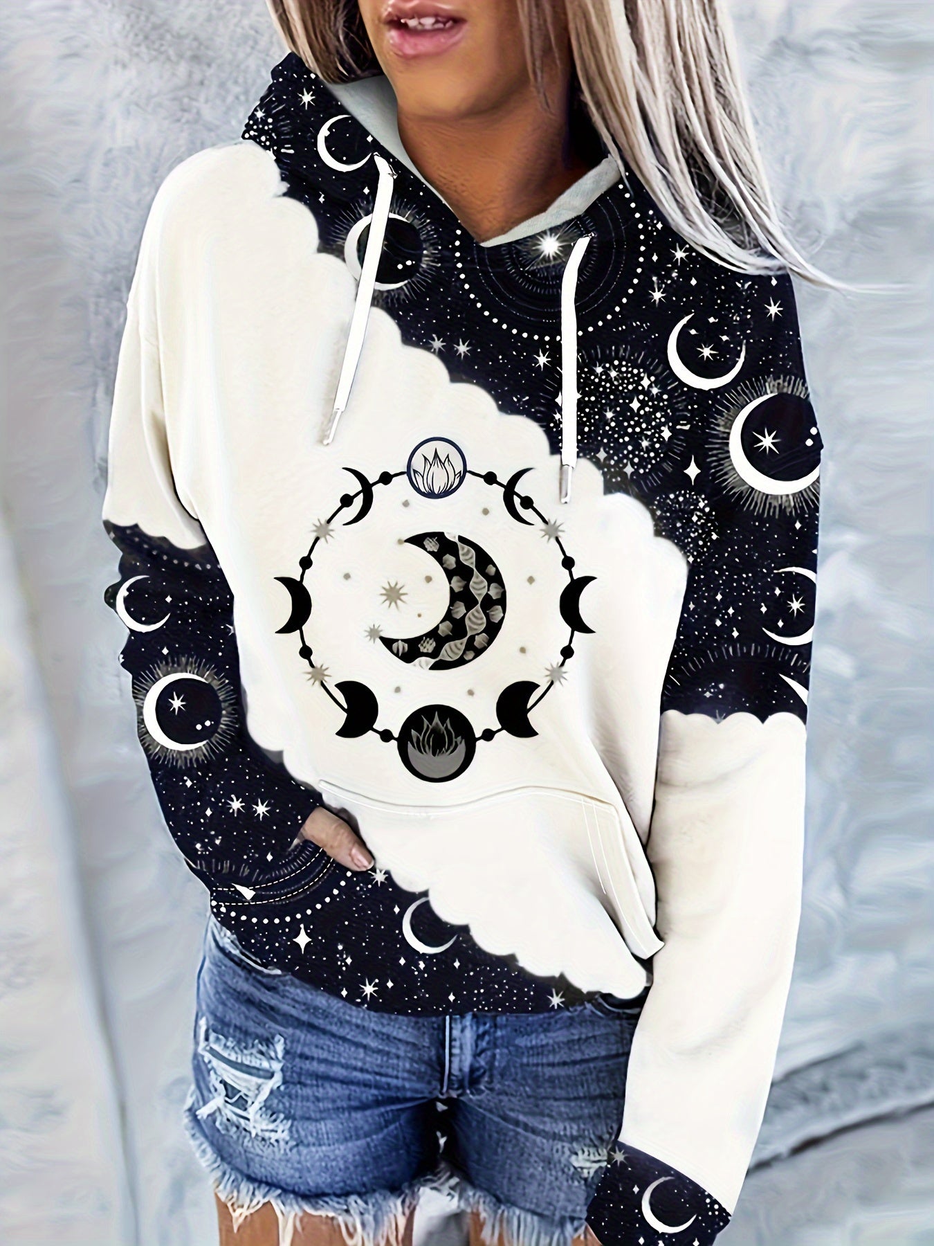 Women's Western Ethnic Print Hoodie - Vintage Geometric Style