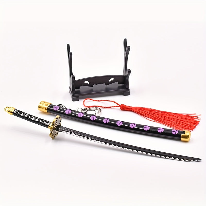 Anime Sword Keychain with Display Stand - Miniature Collectible