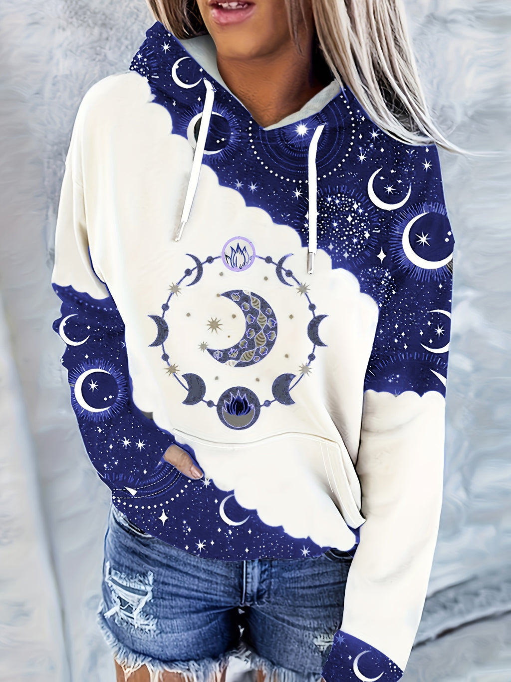 Women's Western Ethnic Print Hoodie - Vintage Geometric Style