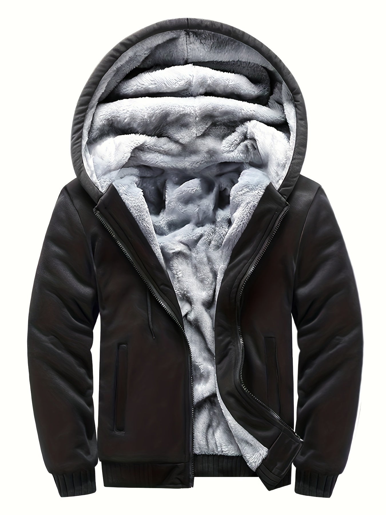 Men's Warm Fleece Hooded Jacket - Color Block Coat