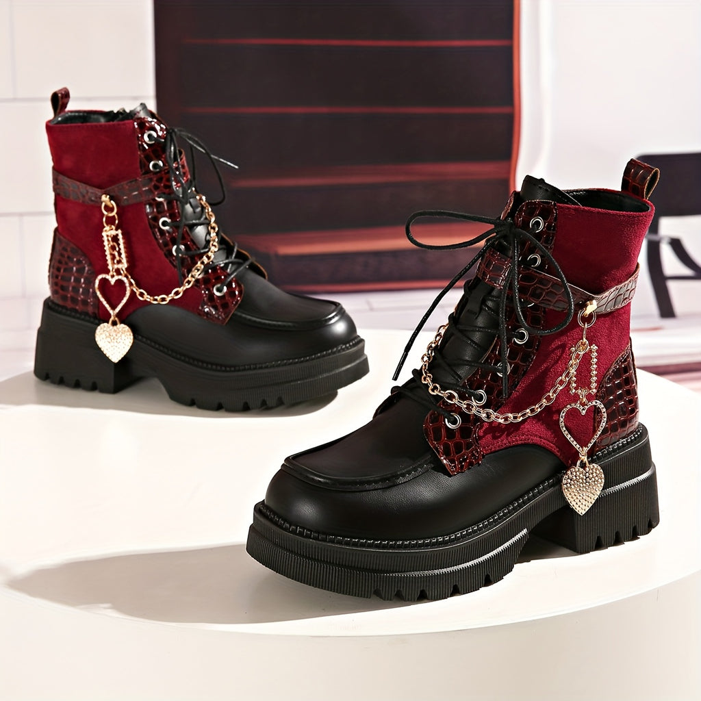 Women's Chunky Platform Ankle Boots - Gothic Punk Style