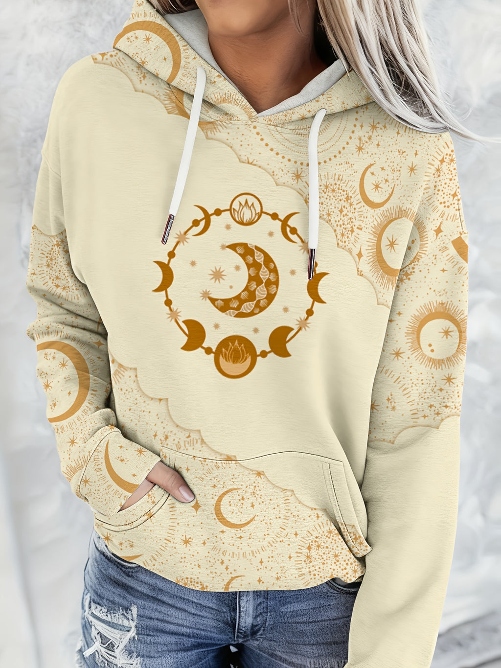Women's Western Ethnic Print Hoodie - Vintage Geometric Style