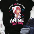 Women's Anime Print T-Shirt - Short Sleeve Crew Neck