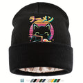 Anime Cat Eating Ramen Beanie - Kawaii Winter Hat