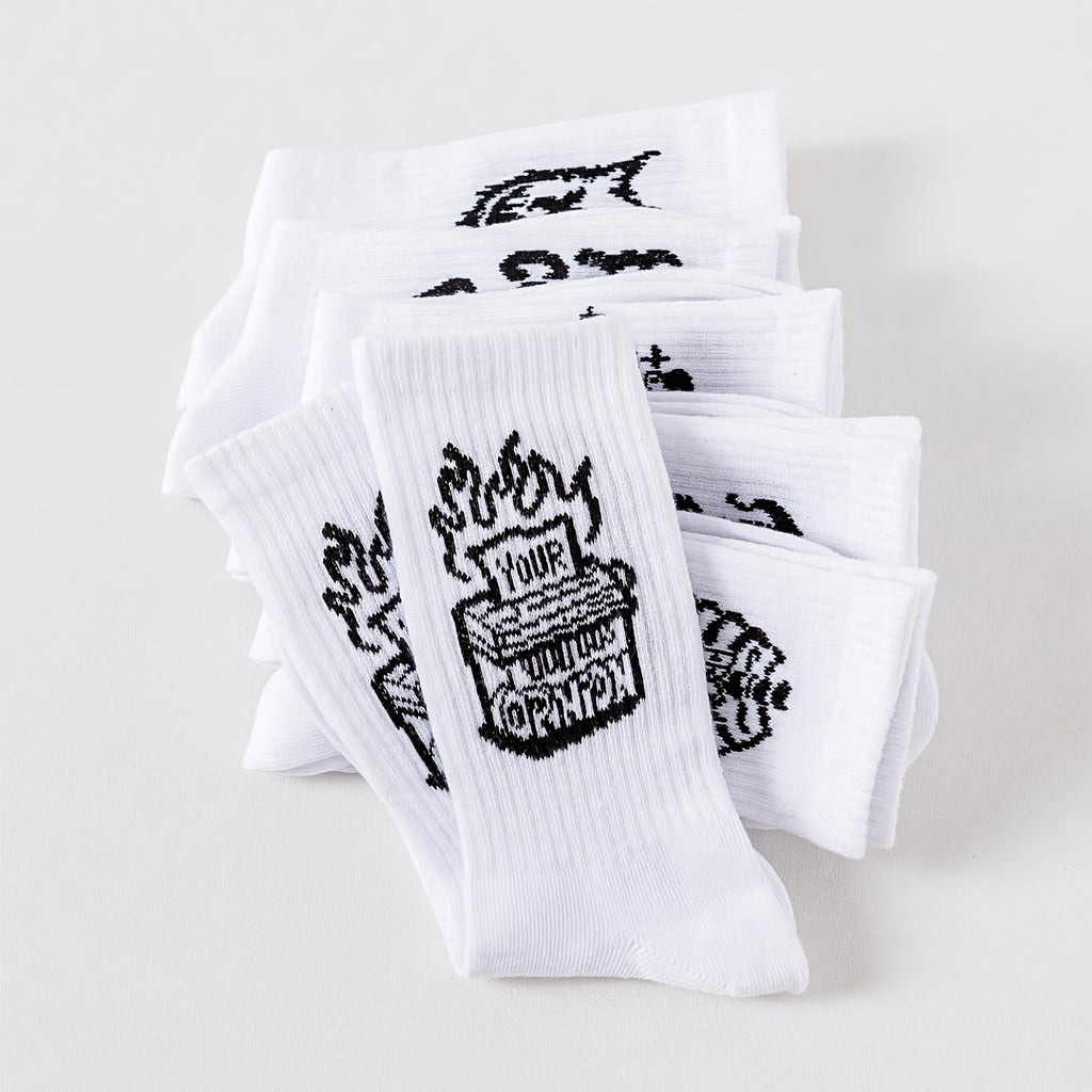 Men's Black & White Graffiti Socks - 6/10 Pack