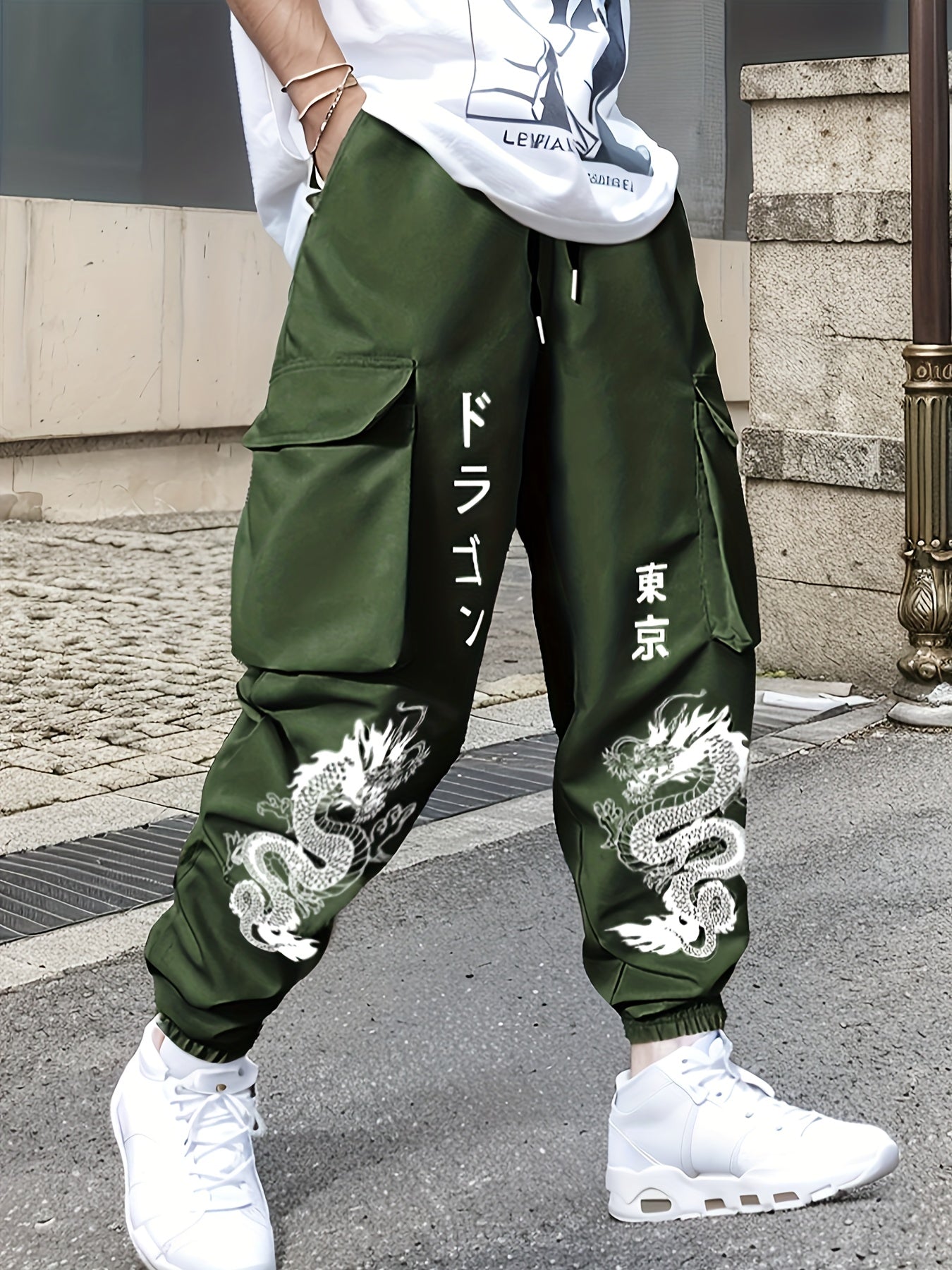 Men's Cargo Pants - Drawstring Elastic Waist