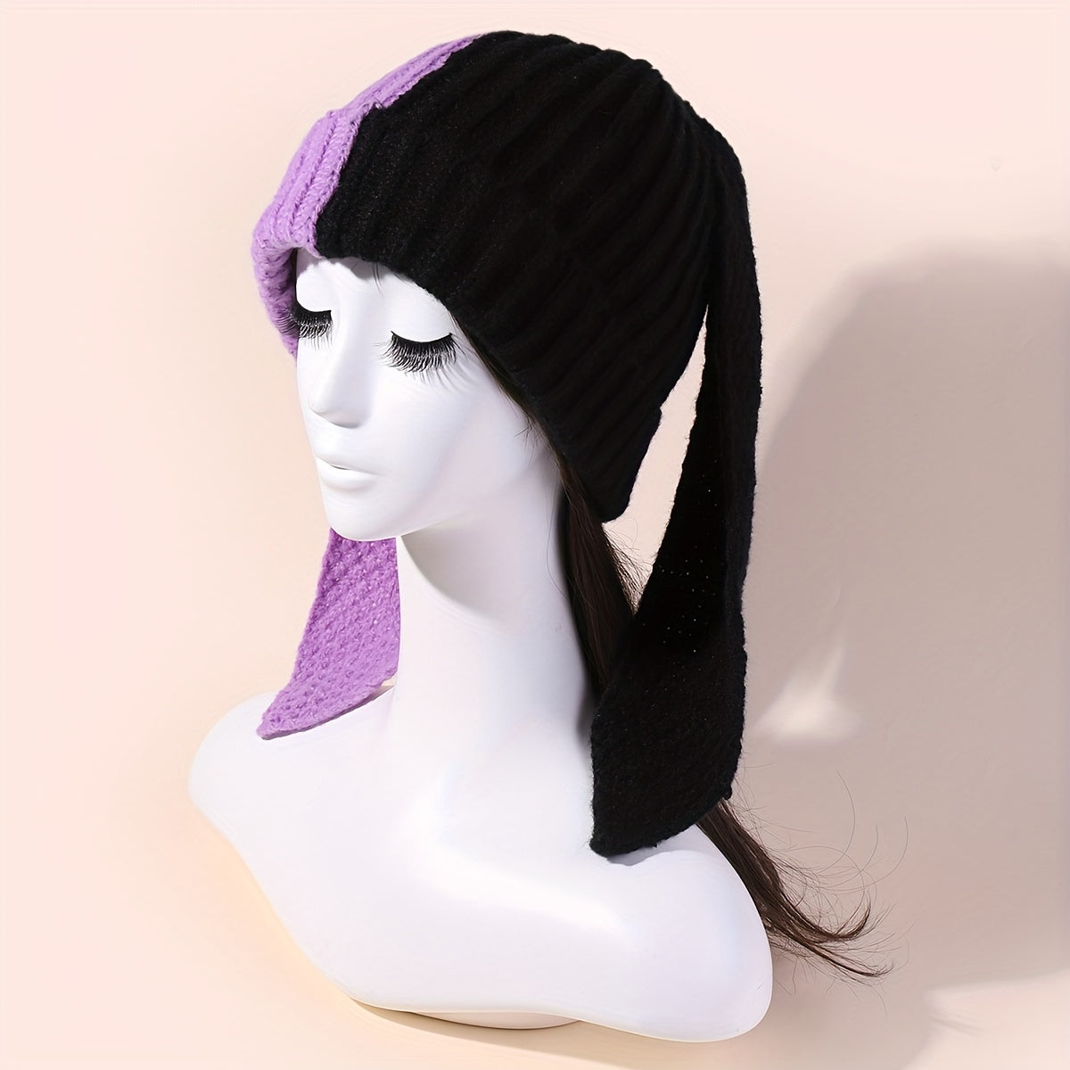 Bunny Beanie Hat - Crochet Style Winter Cap