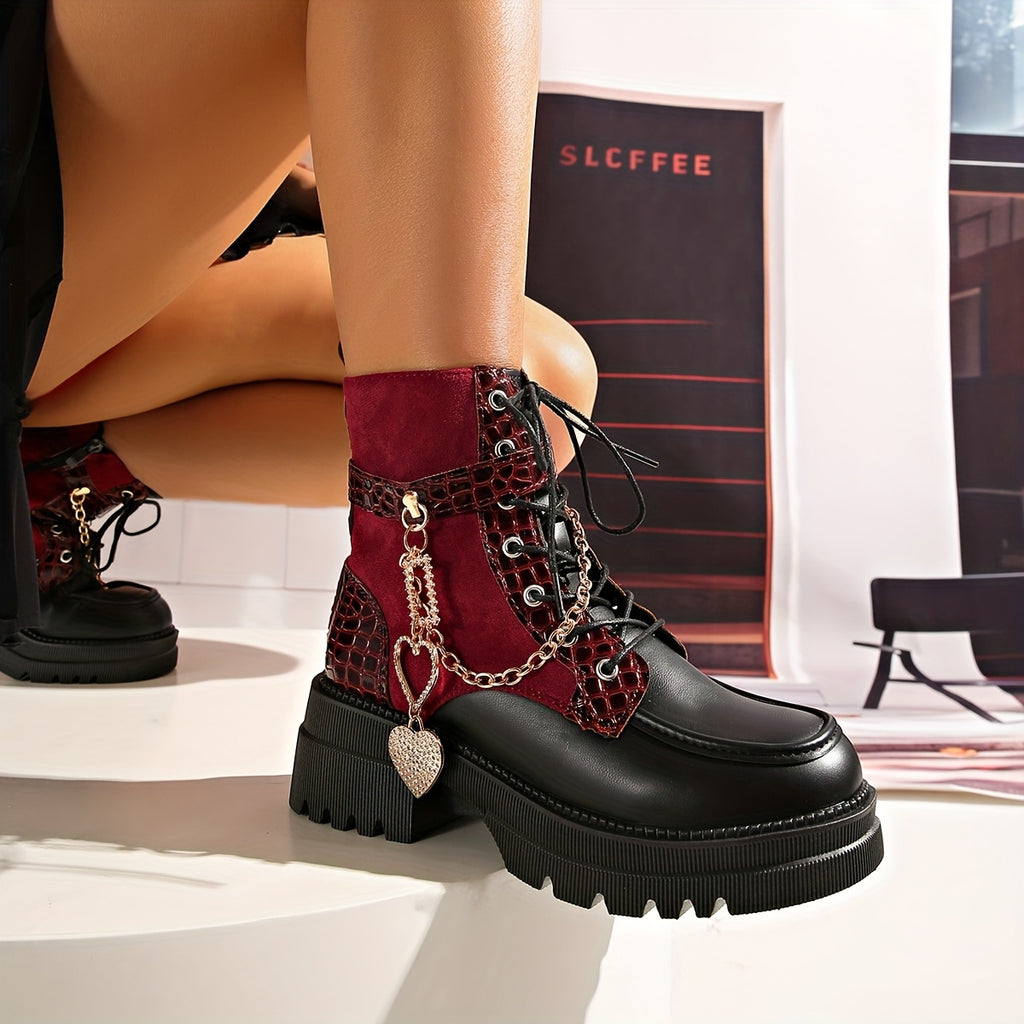 Women's Chunky Platform Ankle Boots - Gothic Punk Style