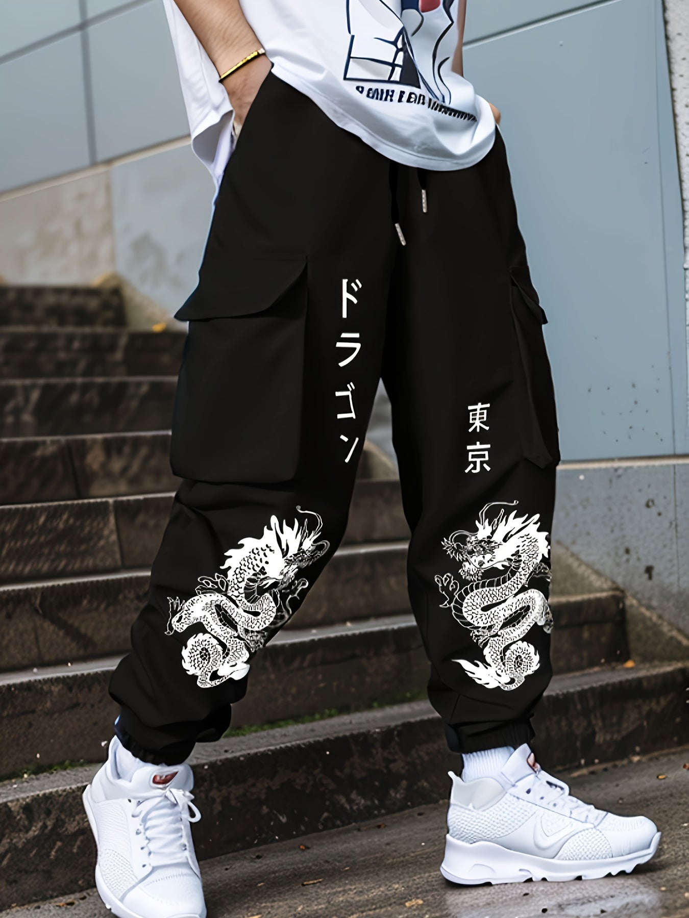 Men's Cargo Pants - Drawstring Elastic Waist