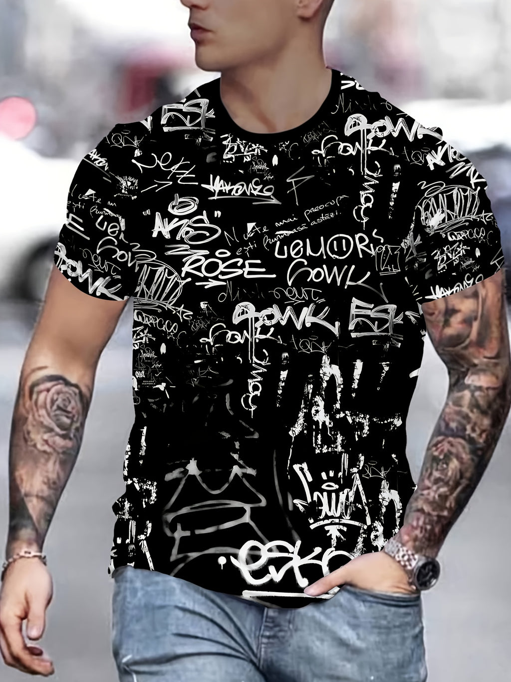 Men's 3D Print Novelty T-Shirt - Casual Graphic Tee