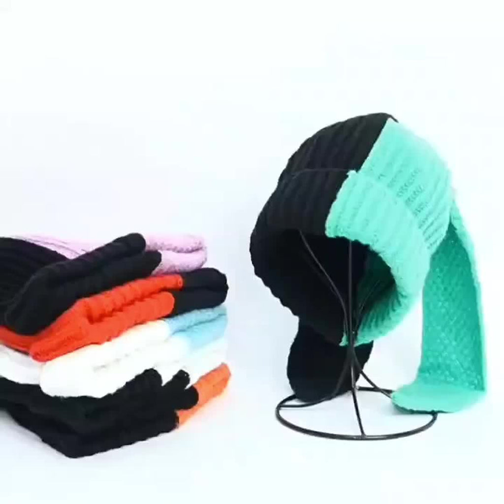Cute Bunny Ear Beanie - Oversized Stretch Winter Hat