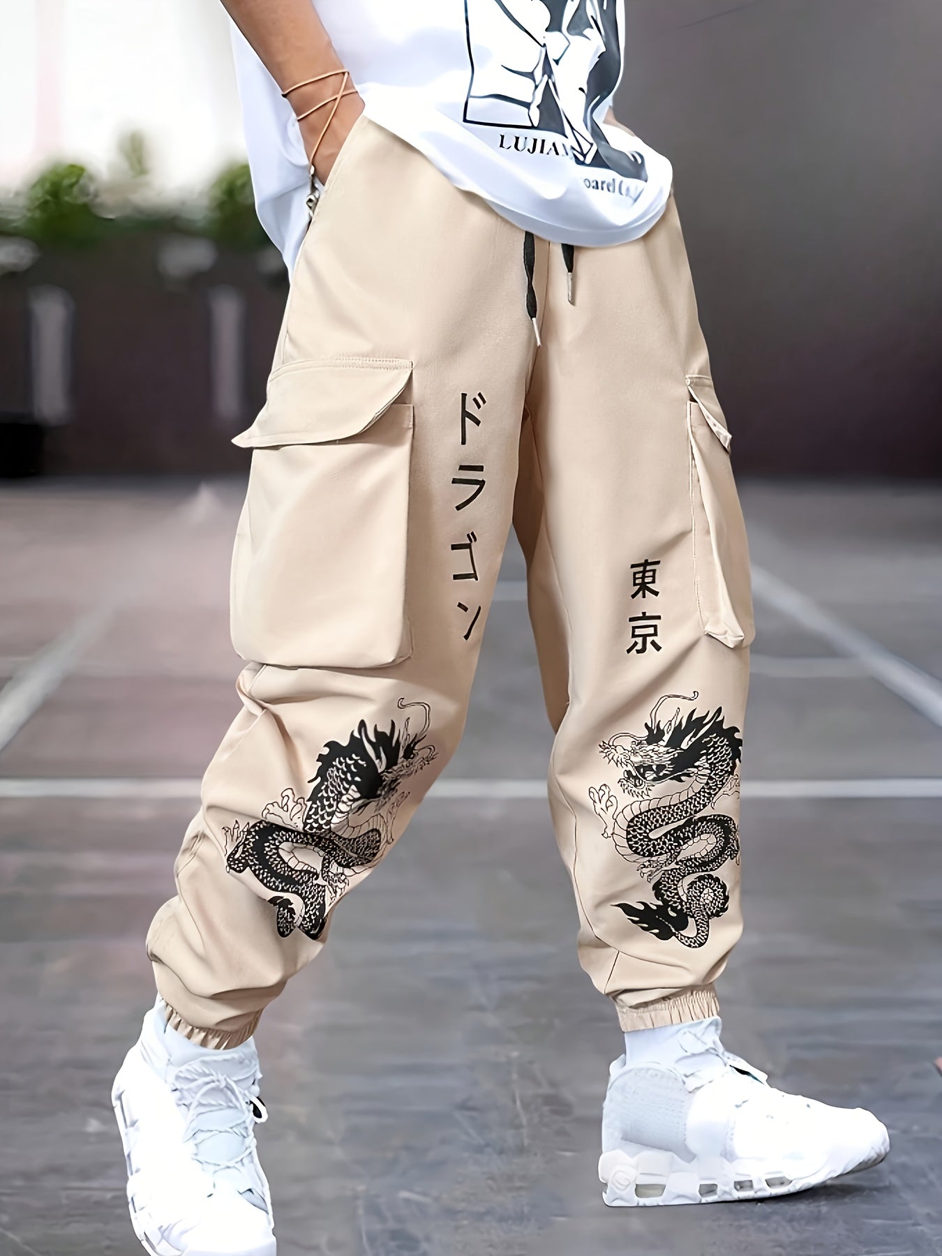 Men's Cargo Pants - Drawstring Elastic Waist