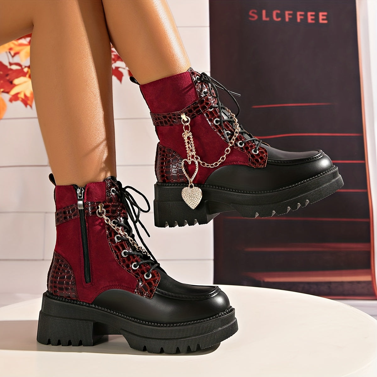 Women's Chunky Platform Ankle Boots - Gothic Punk Style