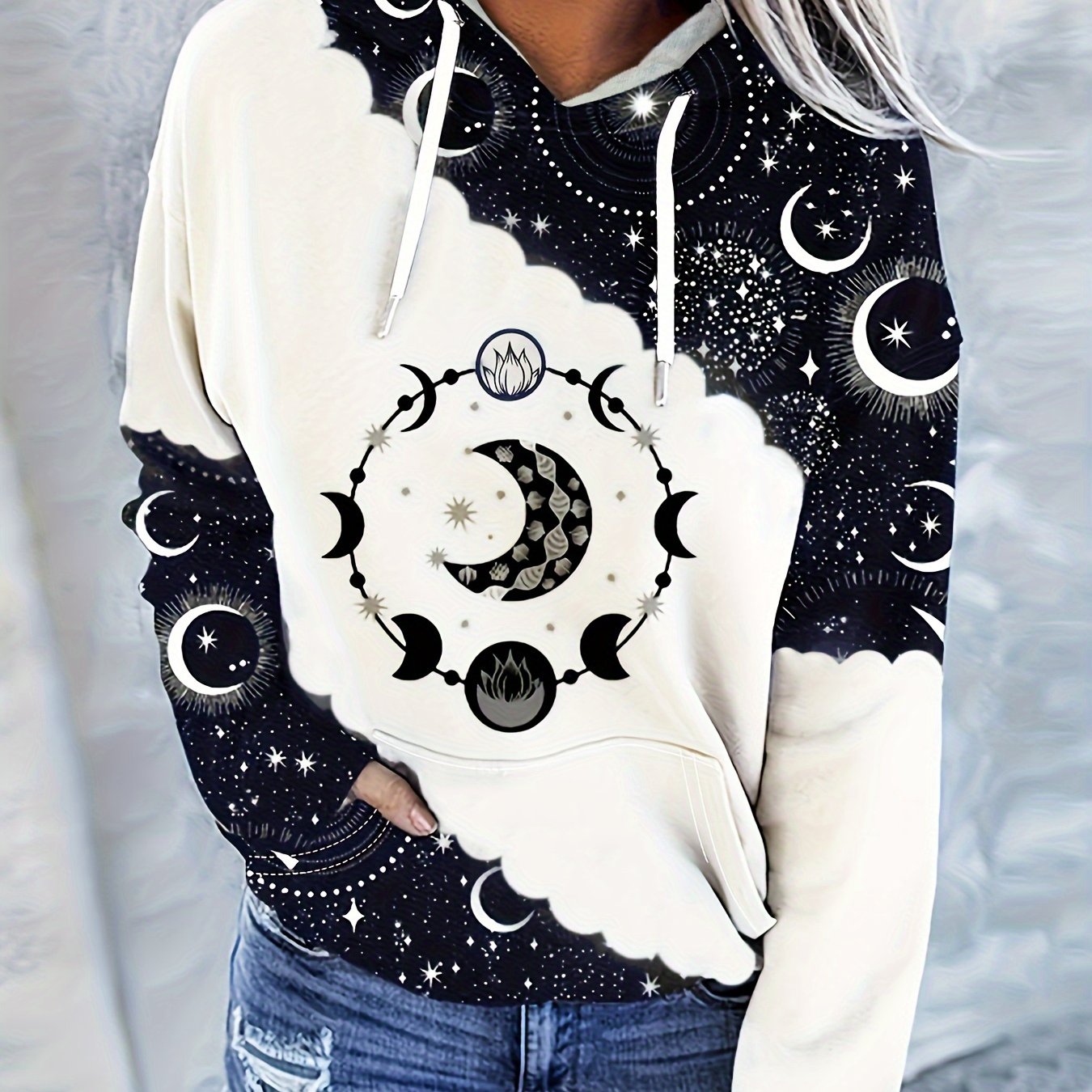 Women's Western Ethnic Print Hoodie - Vintage Geometric Style