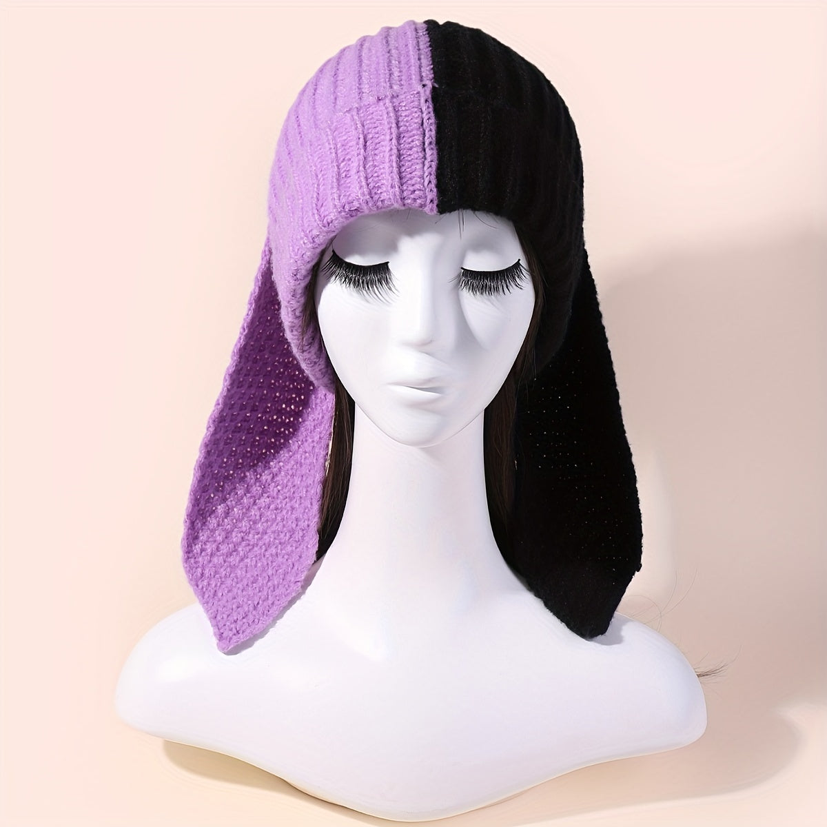 Bunny Beanie Hat - Crochet Style Winter Cap