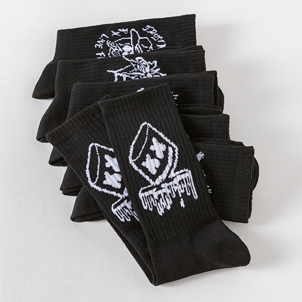Men's Black & White Graffiti Socks - 6/10 Pack