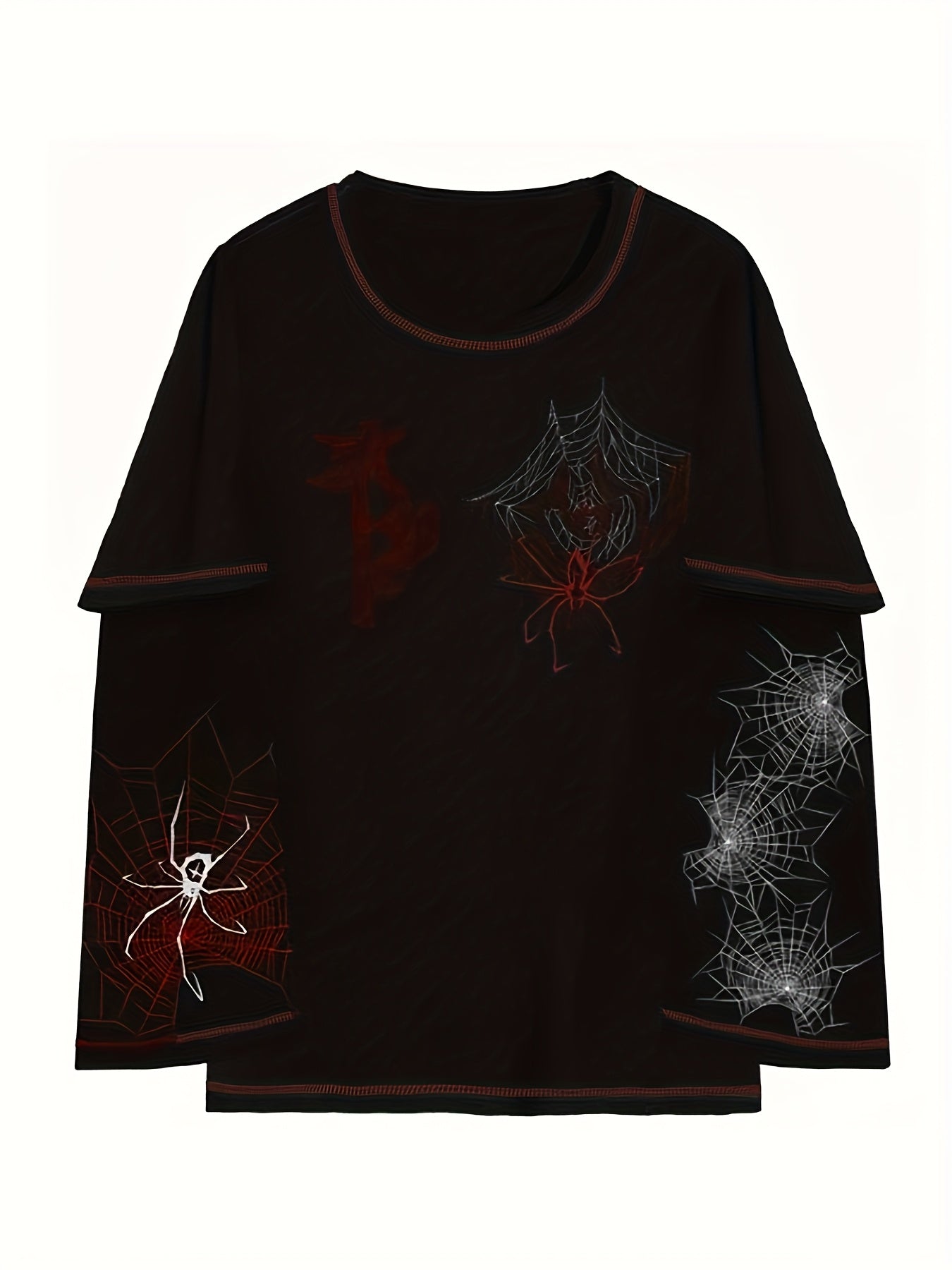 Y2K Spider Web Faux Two-Piece T-Shirt - Long Sleeve