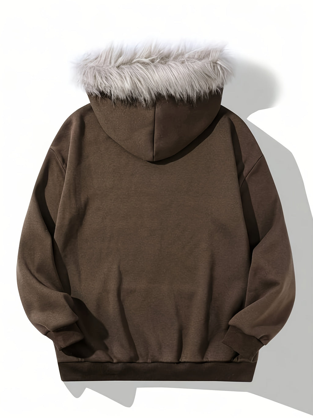 Men's Y2K Printed Hoodie - Faux Fur Trim Sweatshirt