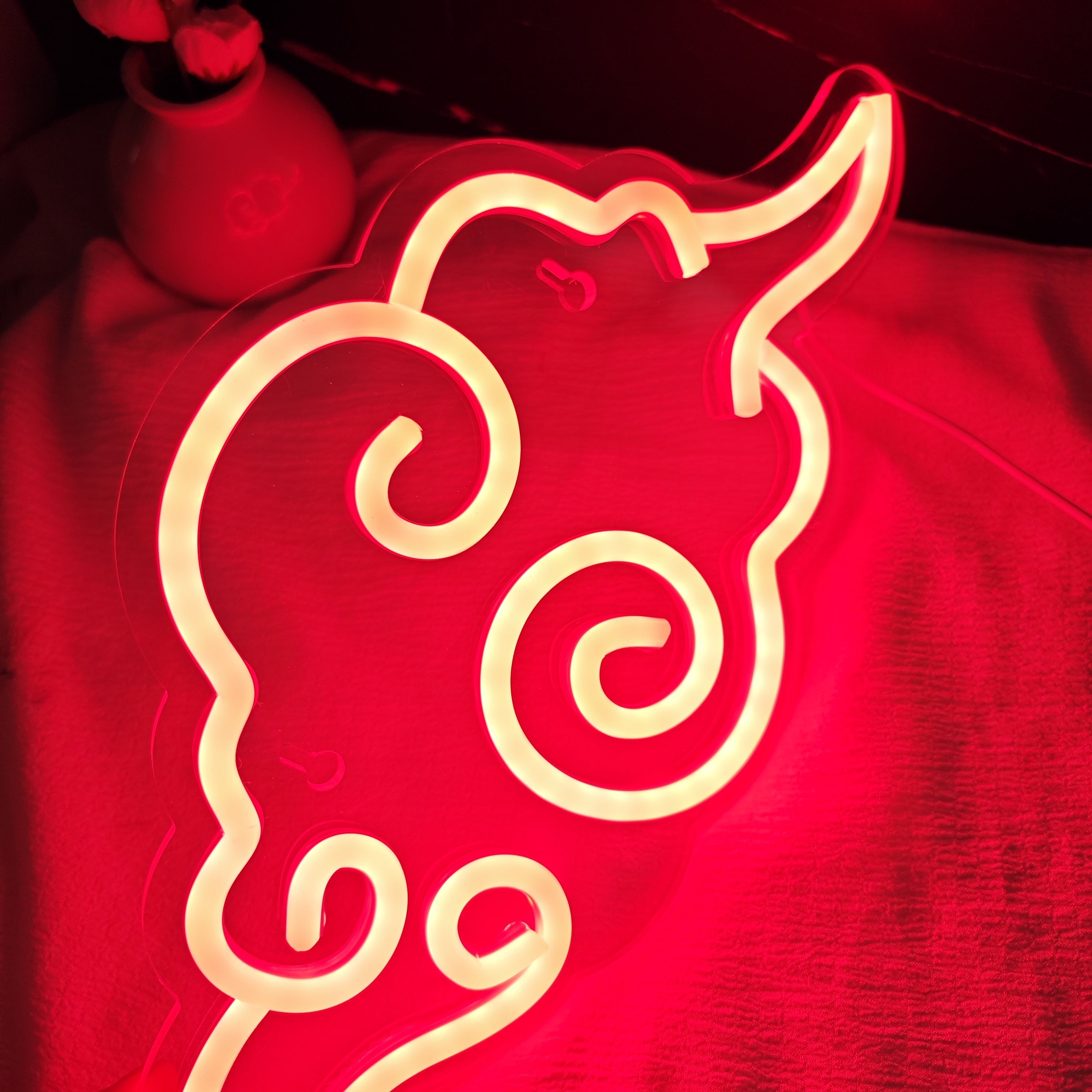 Anime Red Cloud LED Neon Sign - USB Powered Wall Decor