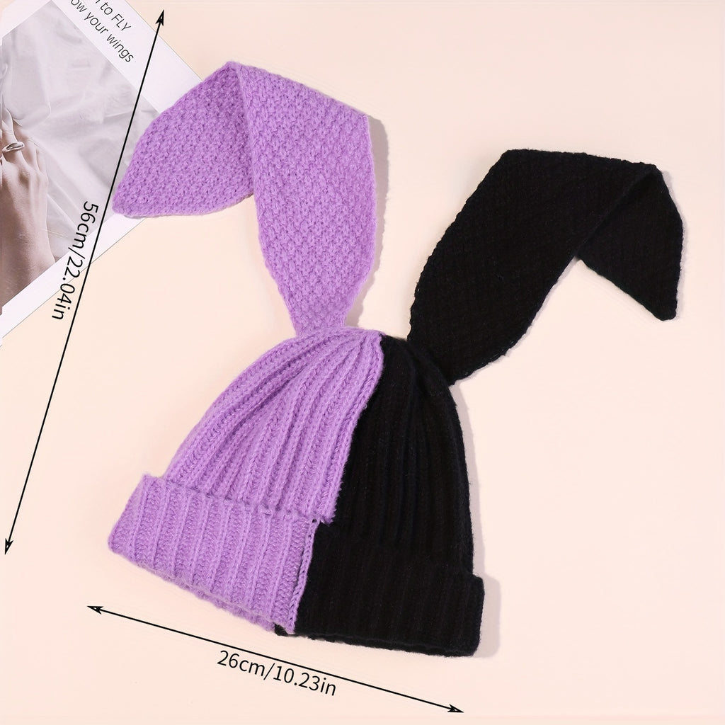 Bunny Beanie Hat - Crochet Style Winter Cap