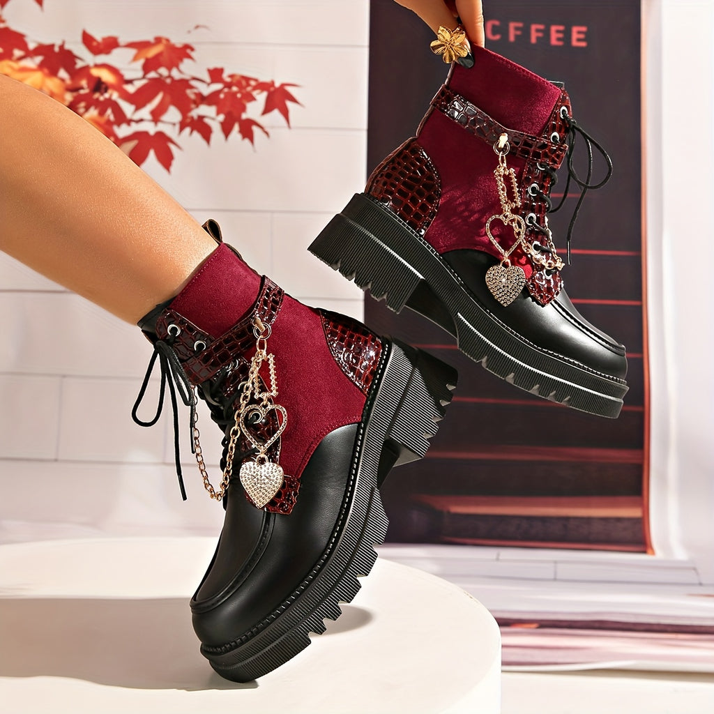 Women's Chunky Platform Ankle Boots - Gothic Punk Style