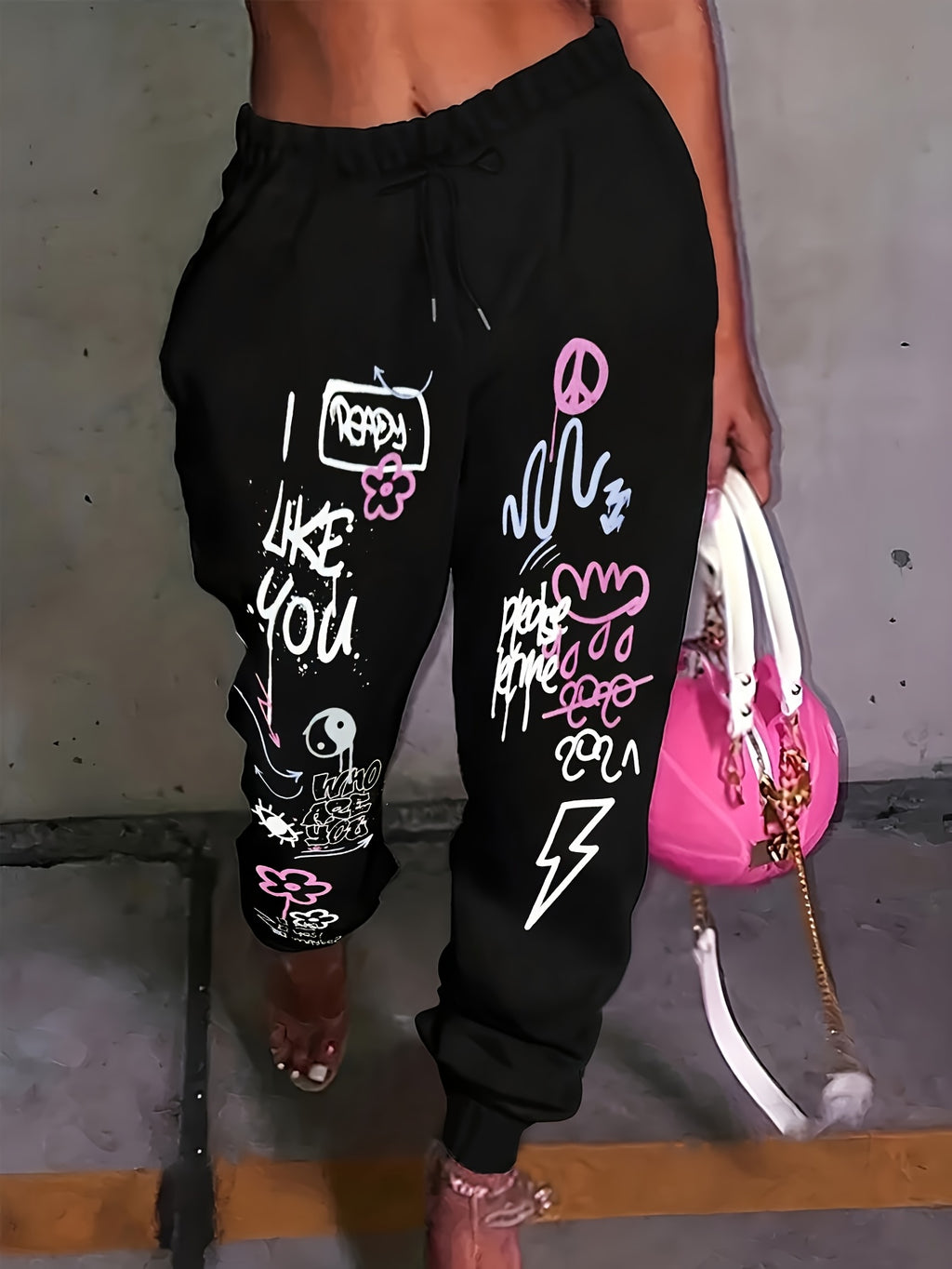 Women's Graphic Print Sweatpants - Casual Joggers