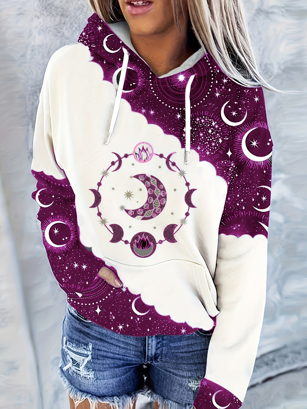 Women's Western Ethnic Print Hoodie - Vintage Geometric Style