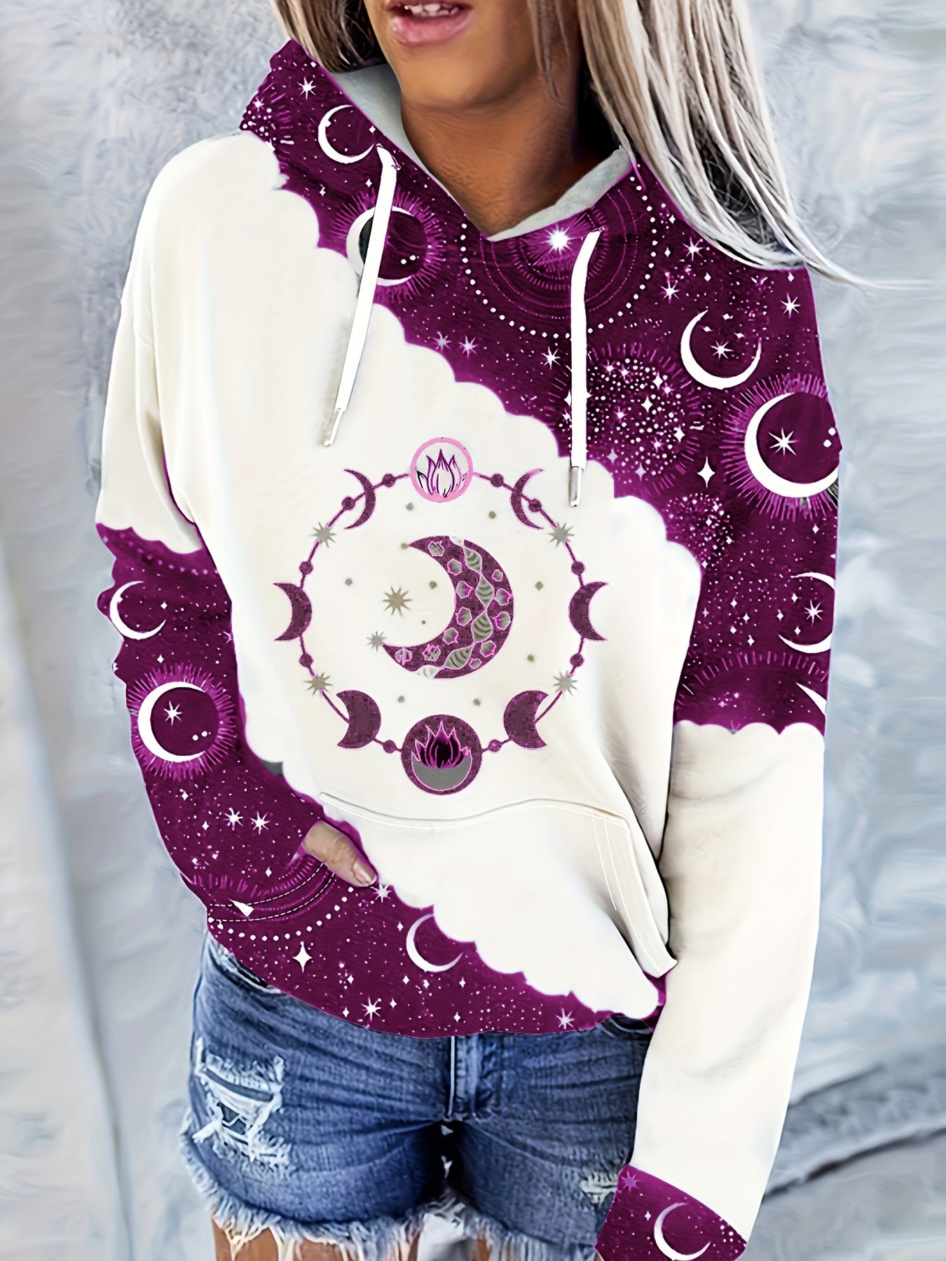 Women's Western Ethnic Print Hoodie - Vintage Geometric Style