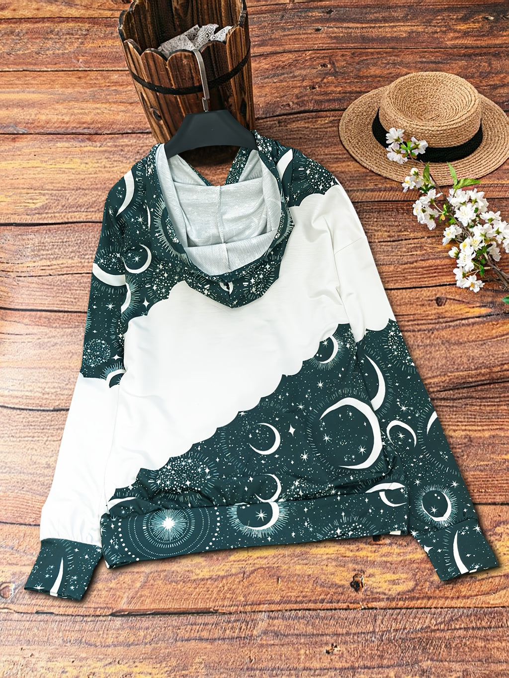 Women's Western Ethnic Print Hoodie - Vintage Geometric Style