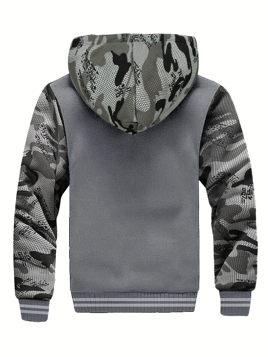 Men's Warm Fleece Hooded Jacket - Color Block Coat