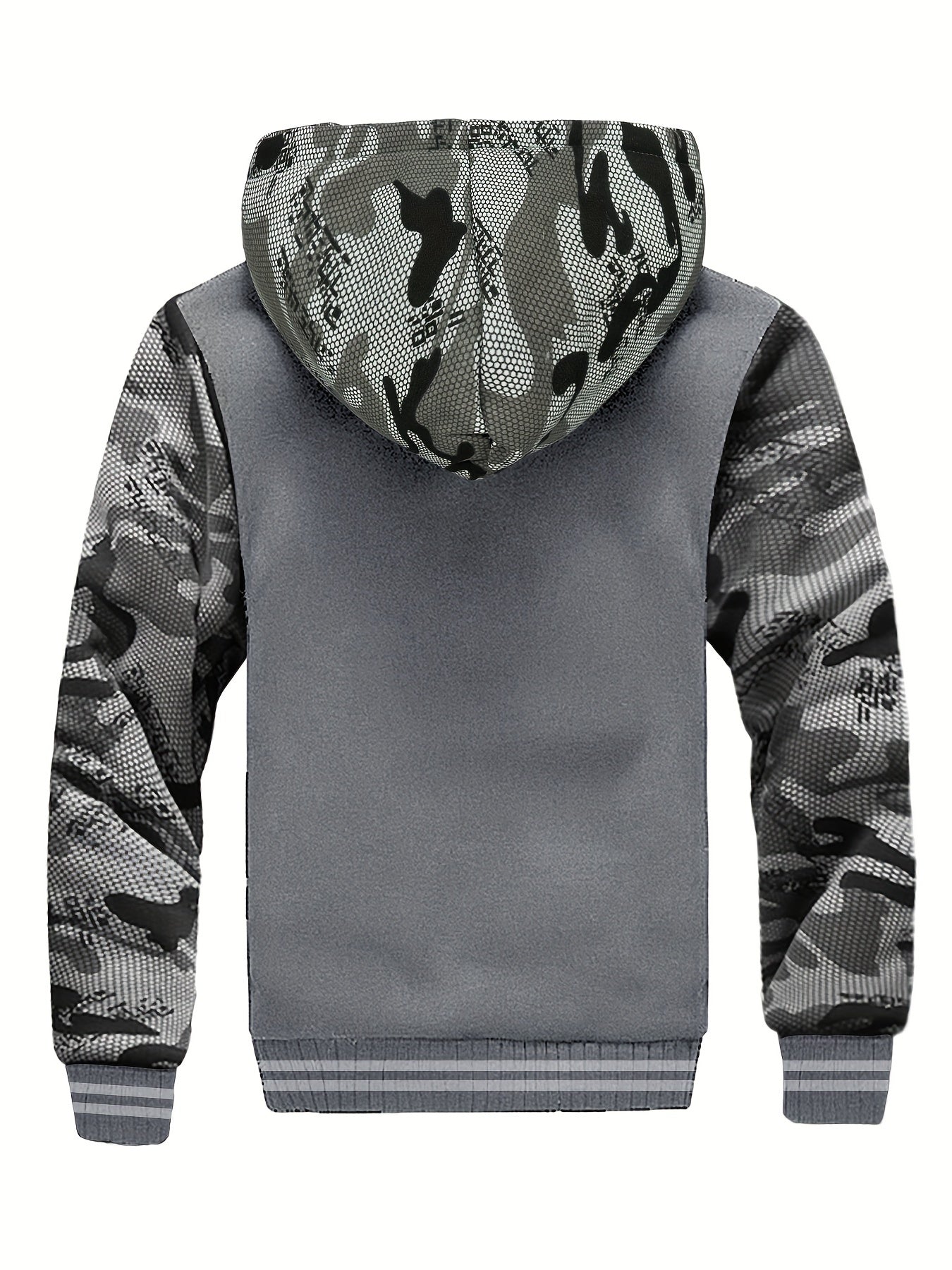 Men's Warm Fleece Hooded Jacket - Color Block Coat