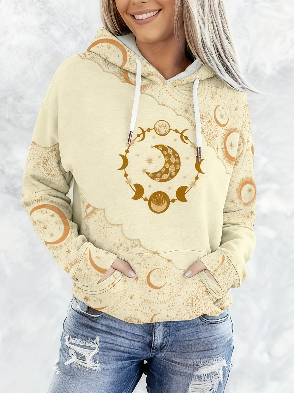 Women's Western Ethnic Print Hoodie - Vintage Geometric Style