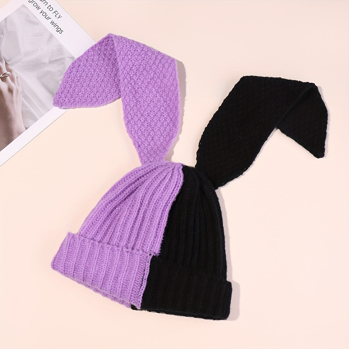 Bunny Beanie Hat - Crochet Style Winter Cap