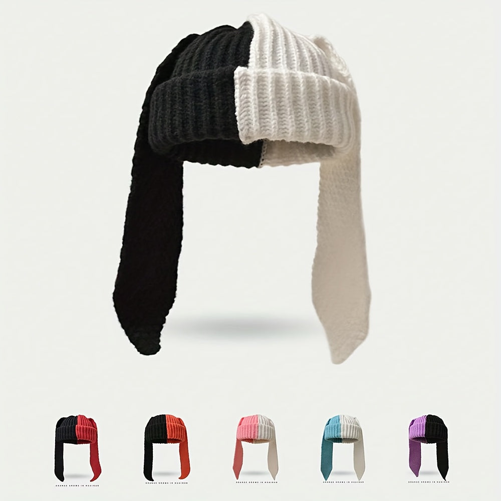 Cute Bunny Ear Beanie - Oversized Stretch Winter Hat