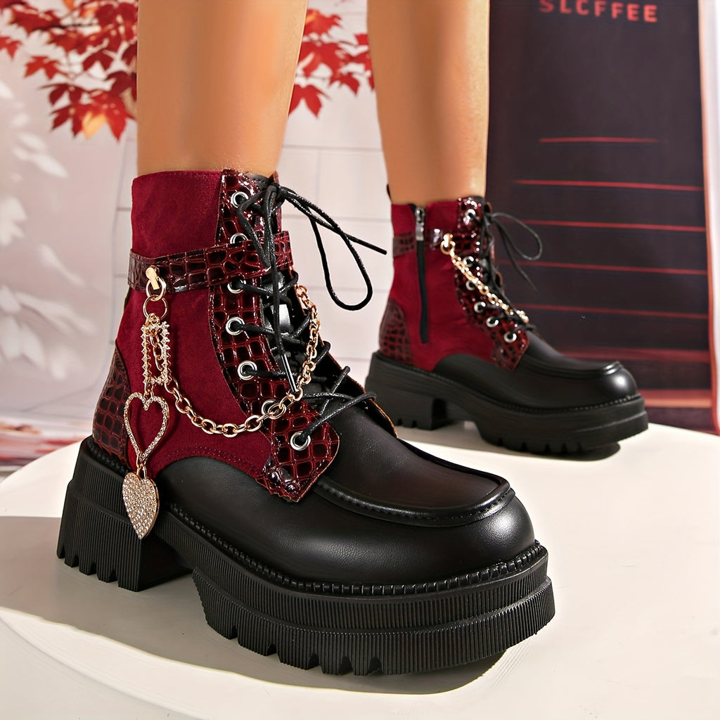 Women's Chunky Platform Ankle Boots - Gothic Punk Style