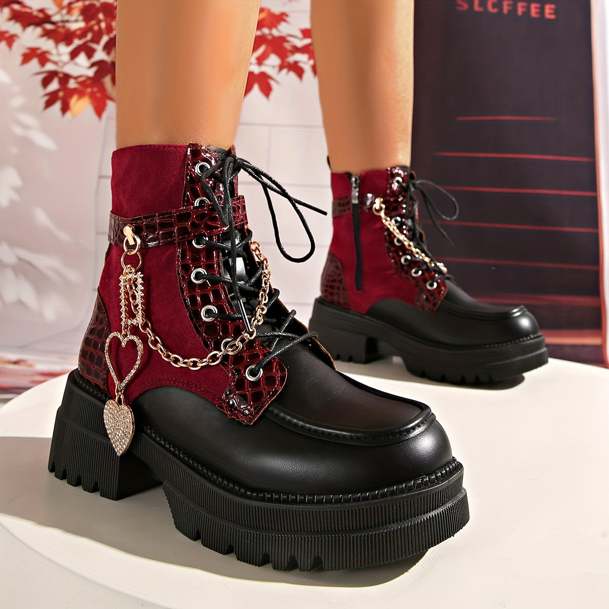 Women's Chunky Platform Ankle Boots - Gothic Punk Style