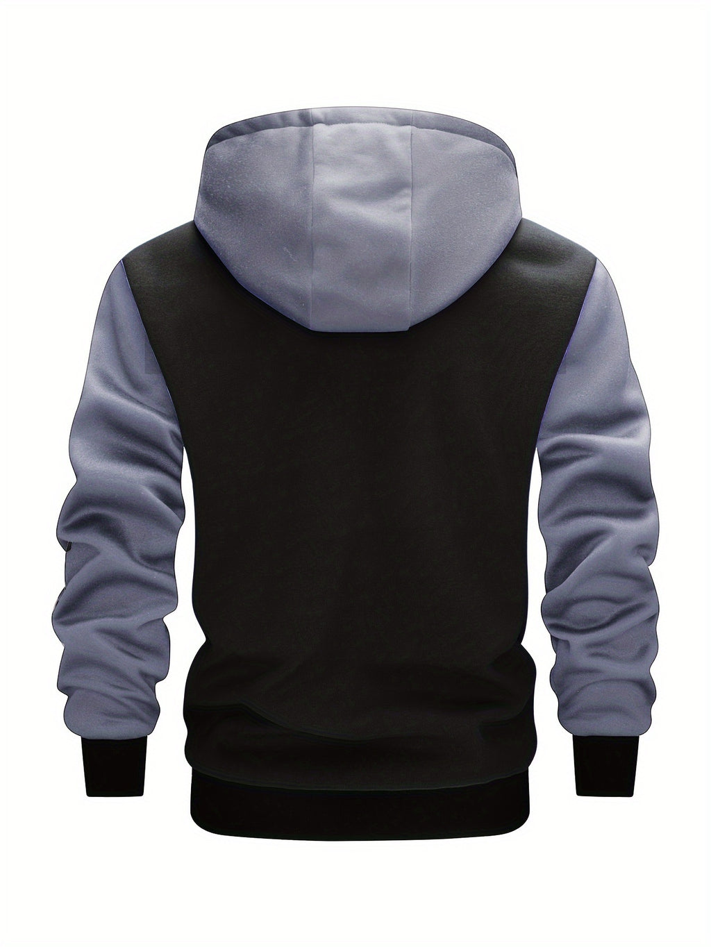 Men's Casual Hooded Varsity Jacket, Chic Button Up Letter Print Bomber Jacket