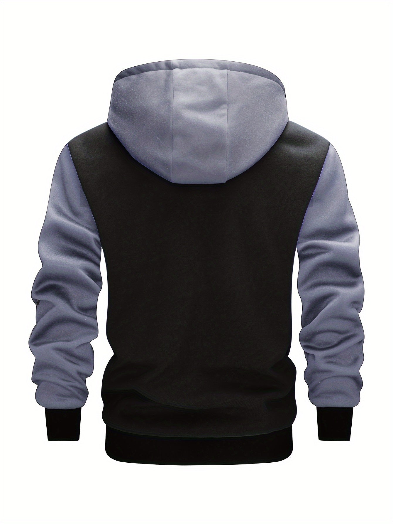Men's Casual Hooded Varsity Jacket, Chic Button Up Letter Print Bomber Jacket