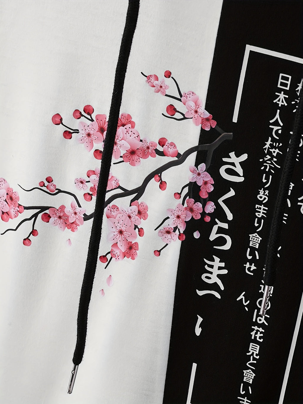 Men's Cherry Blossom Hooded T-Shirt - Japanese Motif Print