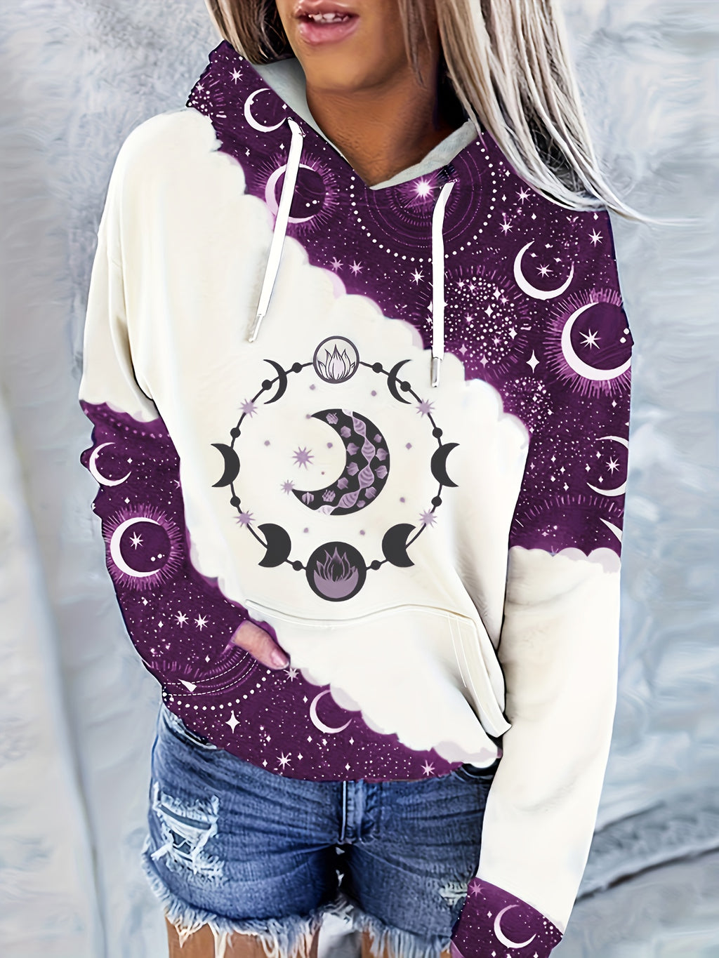Women's Western Ethnic Print Hoodie - Vintage Geometric Style