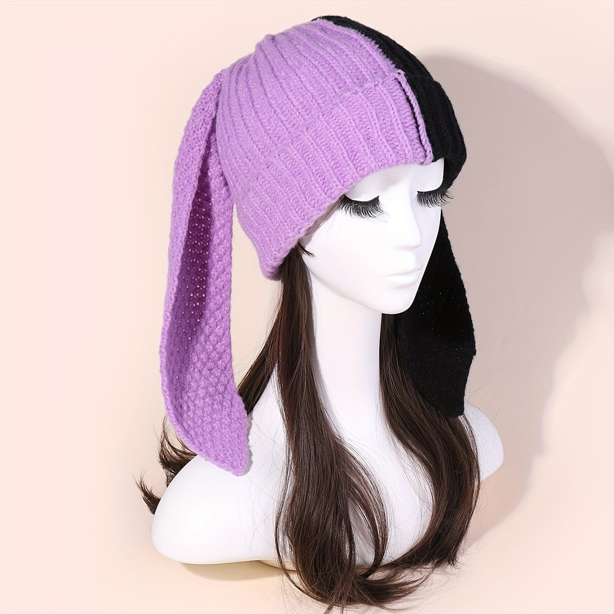 Bunny Beanie Hat - Crochet Style Winter Cap