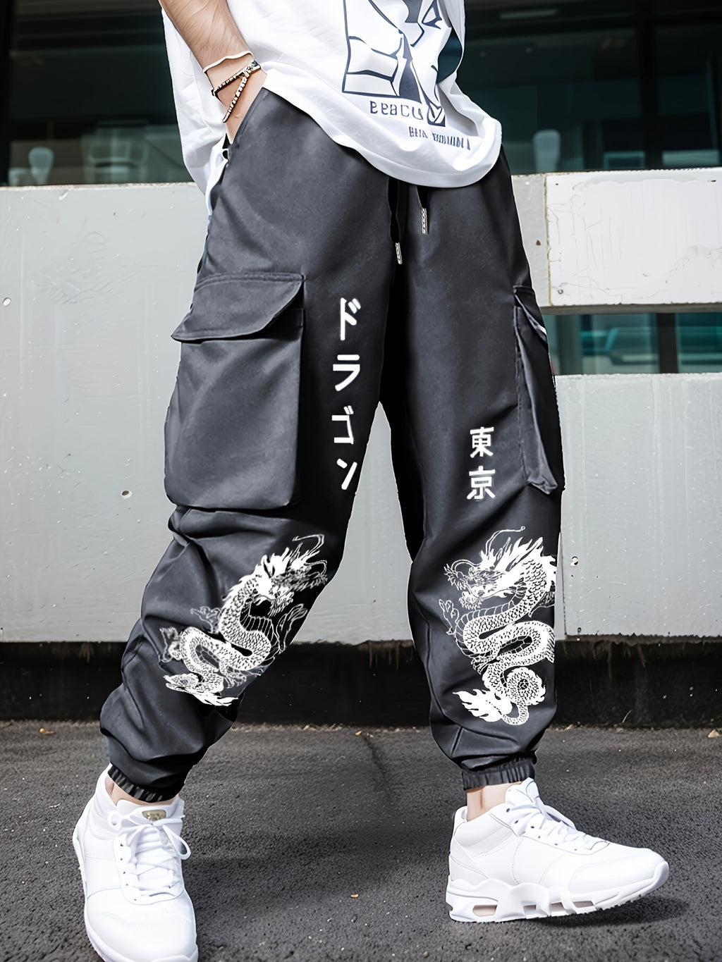 Men's Cargo Pants - Drawstring Elastic Waist