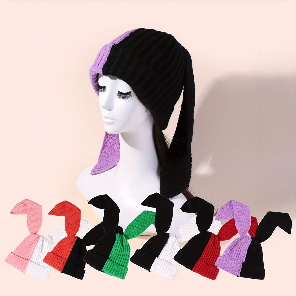 Bunny Beanie Hat - Crochet Style Winter Cap